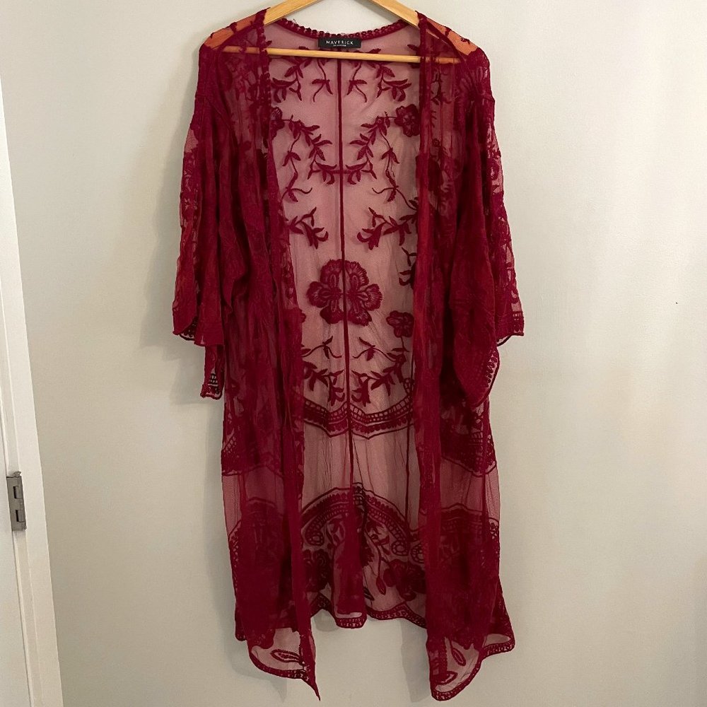 Cranberry Lace Kimono